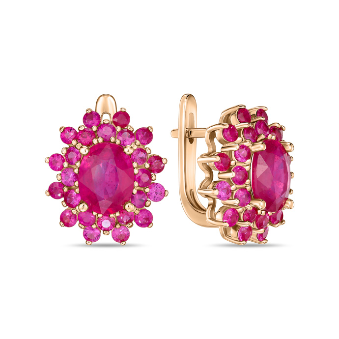 Серьги с облагороженным рубином и рубинами - фото 1