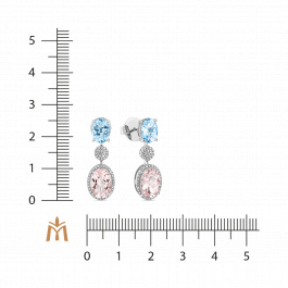Серьги с аквамаринами, бриллиантами и морганитами