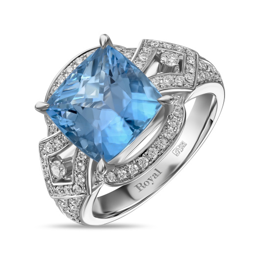 Кольцо с аквамарином и бриллиантами