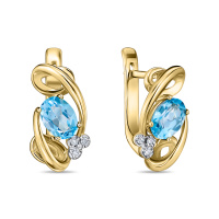 Серьги с топазом и бриллиантами - фото 1