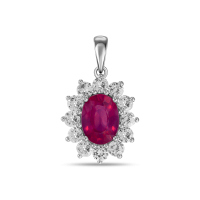 Подвеска с цветными сапфирами и облагороженным рубином - фото 1