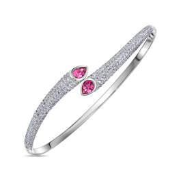 Браслет жесткий с бриллиантами и рубеллитами