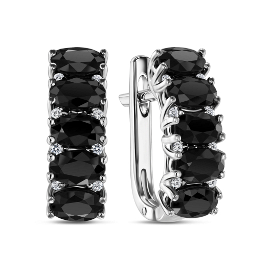 Серьги с бриллиантами и цветными сапфирами