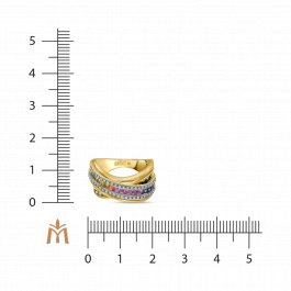 Кольцо с бриллиантами и цветными сапфирами