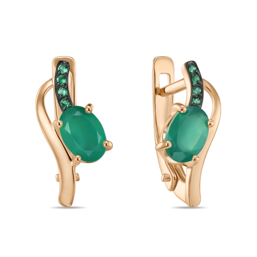 Серьги с агатами и фианитами