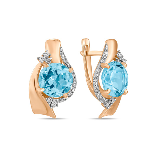 Серьги с фианитом и топазом