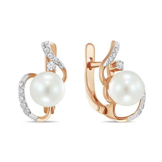 Серьги с жемчугом и фианитом