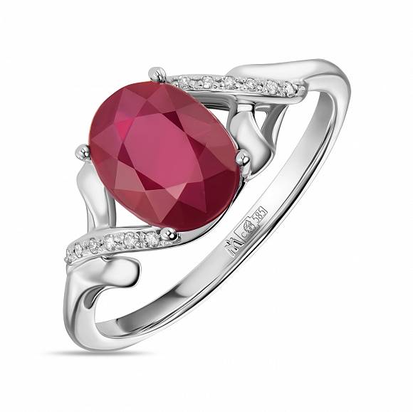 Кольцо с бриллиантами и облагороженным рубином R01-34220-RO - Фото 1