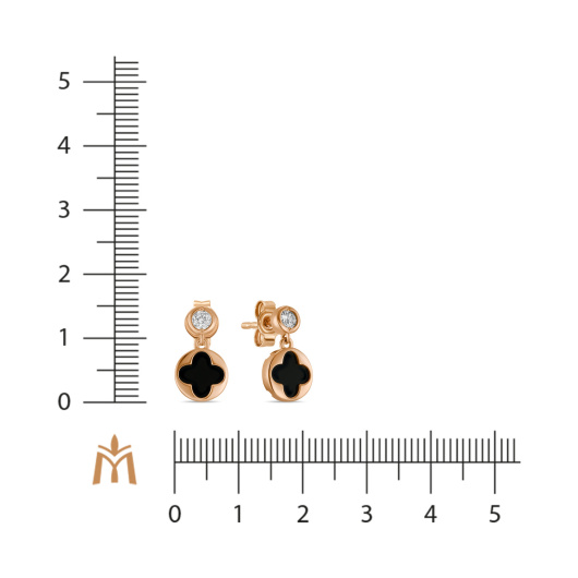 Серьги с ониксом и фианитами