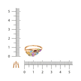 Кольцо с аметистами, топазами, цитрином, гранатом, хризолитами, лондон топазом и фианитами