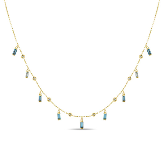 Колье с топазами, бриллиантами и лондон топазами