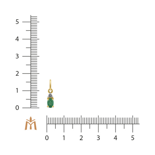 Подвеска с бриллиантом и изумрудом