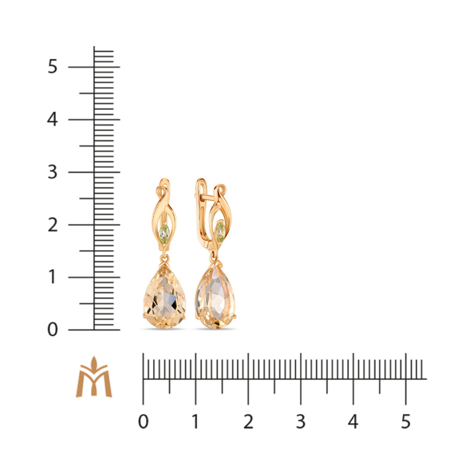 Серьги с цитринами и перидотами - фото 2