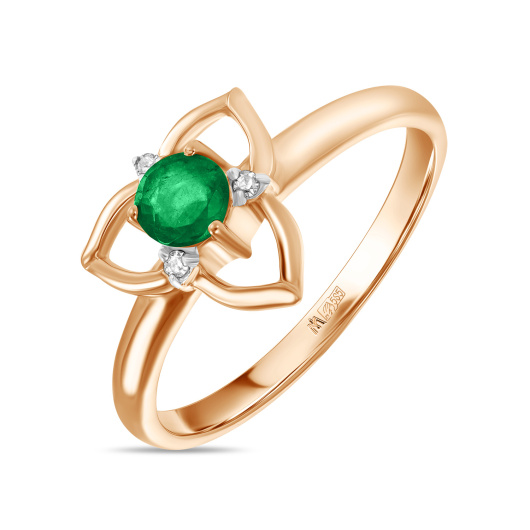 Кольцо с бриллиантами и изумрудом