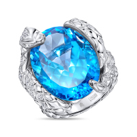 Кольцо с топазом и бриллиантами - фото 1