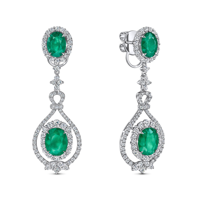 Серьги с бриллиантами и изумрудами - фото 1 Серьги с бриллиантами и изумрудами - фото 1