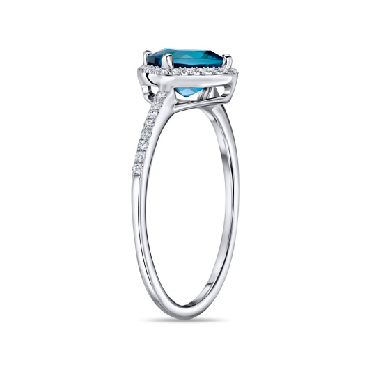 Кольцо с бриллиантами и лондон топазом