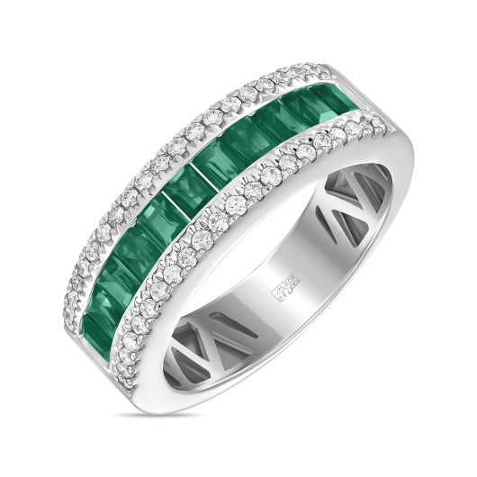 Кольцо с бриллиантами и изумрудами