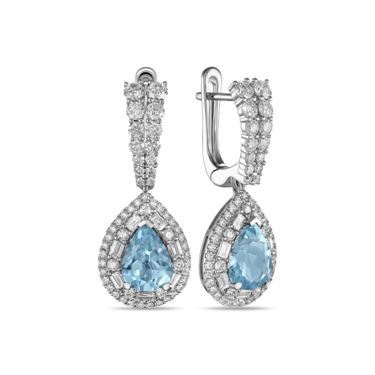 Серьги с аквамаринами и бриллиантами