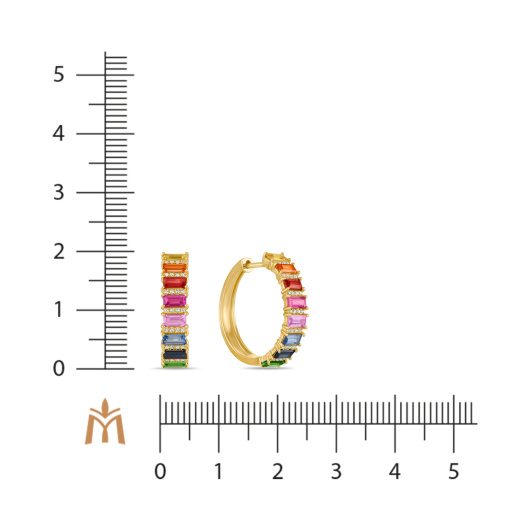 Серьги с бриллиантами, гранатами, сапфирами и цветными сапфирами