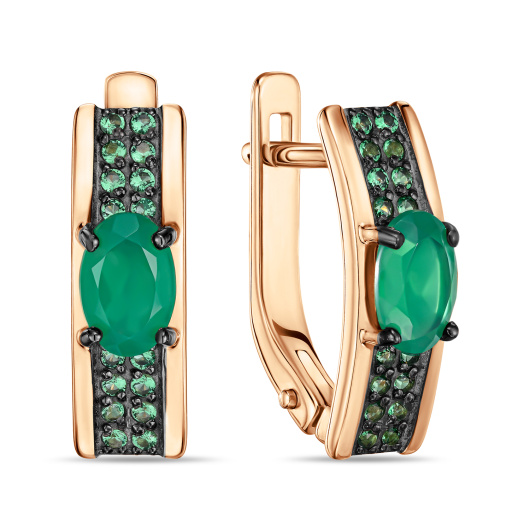 Серьги с агатами и фианитами