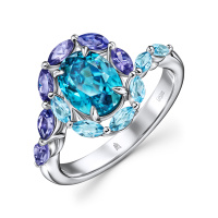 Кольцо с топазами, танзанитами и цирконом - фото 1 Кольцо с топазами, танзанитами и цирконом - фото 1