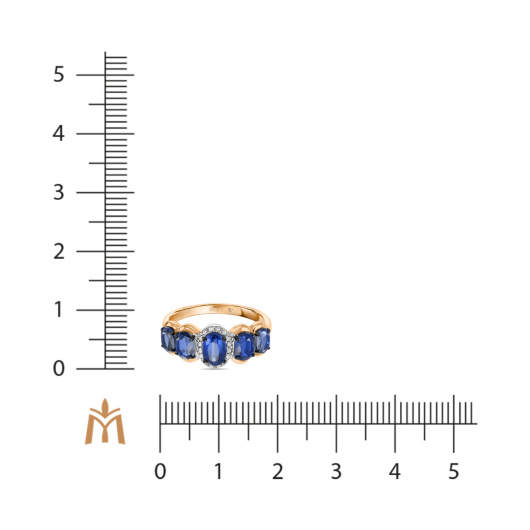 Кольцо с бриллиантами и кианитом