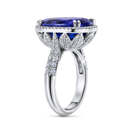 Кольцо с бриллиантами и танзанитом