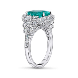 Кольцо с бриллиантами и турмалинами параиба