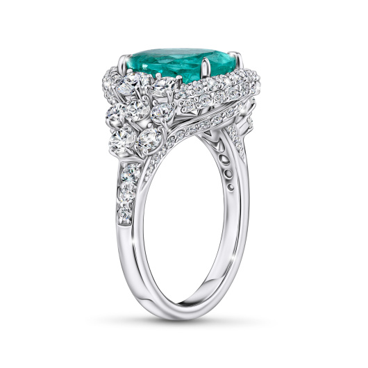 Кольцо с бриллиантами и турмалинами параиба