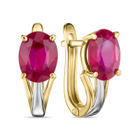 Серьги с облагороженным рубином - фото 1