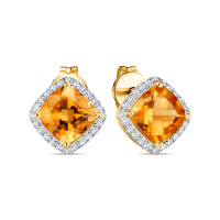 Серьги с цитринами и бриллиантами - фото 1 Серьги с цитринами и бриллиантами - фото 1