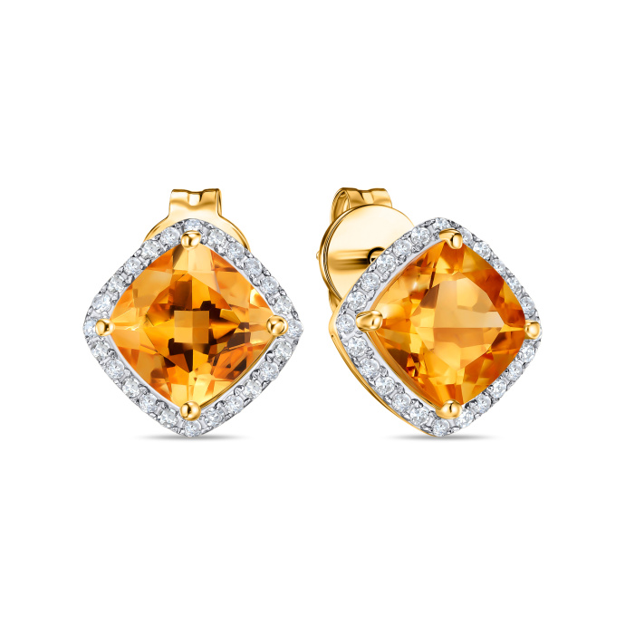 Серьги с цитринами и бриллиантами - фото 1 Серьги с цитринами и бриллиантами - фото 1