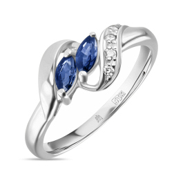 Кольцо с бриллиантами и сапфирами