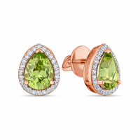 Серьги с бриллиантами и перидотами - фото 1 Серьги с бриллиантами и перидотами - фото 1