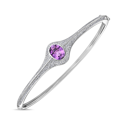 Браслет жесткий с аметистом и бриллиантами