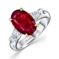 Кольцо с бриллиантами и рубином - фото 1