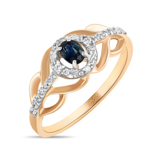 Кольцо с сапфиром и фианитом