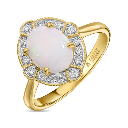 Кольцо с бриллиантами и опалом