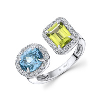 Кольцо с бриллиантами, перидотом и цирконом - фото 1 Кольцо с бриллиантами, перидотом и цирконом - фото 1