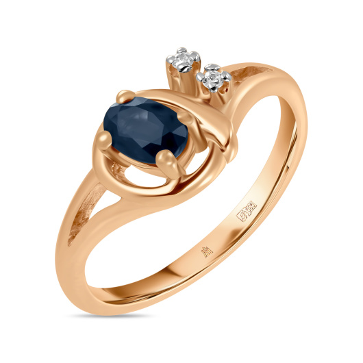 Кольцо с сапфиром и фианитом