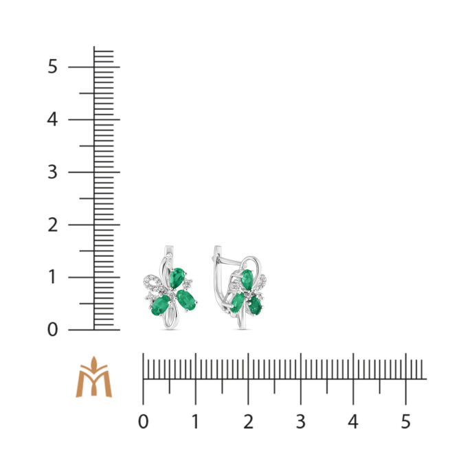 Серьги с изумрудами и фианитом - фото 2