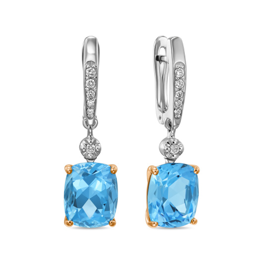 Серьги с бриллиантами и топазами