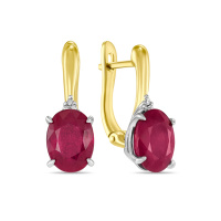 Серьги с бриллиантами и облагороженным рубином - фото 1 Серьги с бриллиантами и облагороженным рубином - фото 1