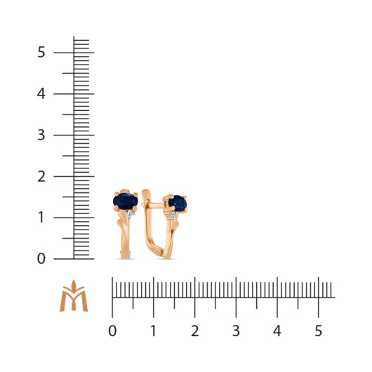 Серьги с сапфирами и фианитом