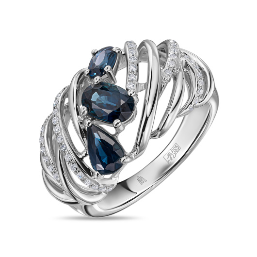 Кольцо с сапфирами и бриллиантами