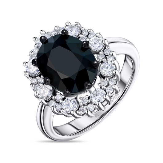 Кольцо с бриллиантами и цветными сапфирами