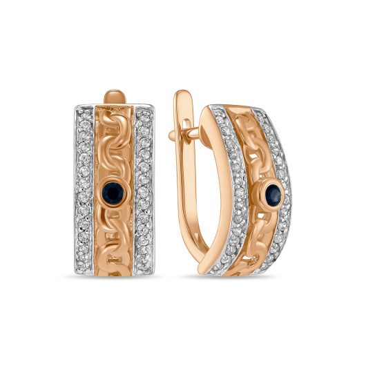 Серьги с сапфирами и фианитом