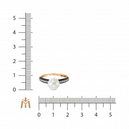 Кольцо с жемчугом и фианитами