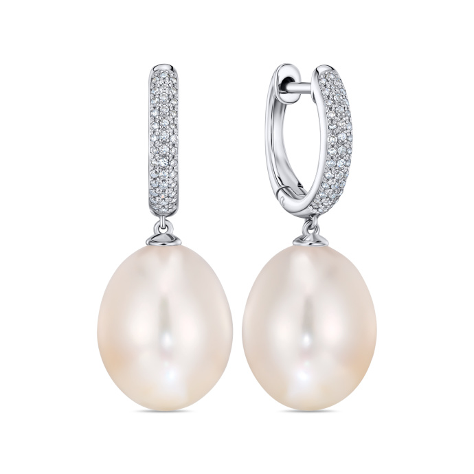 Серьги с бриллиантами и жемчугом - фото 1